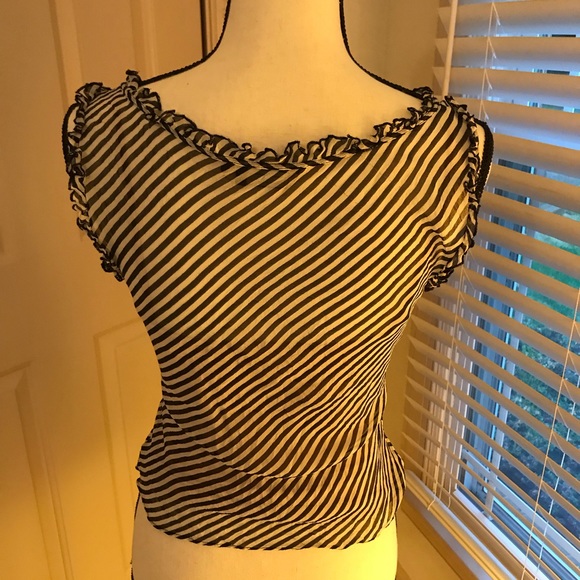 BCBG Maxazria Black & white striped top - Picture 5 of 6